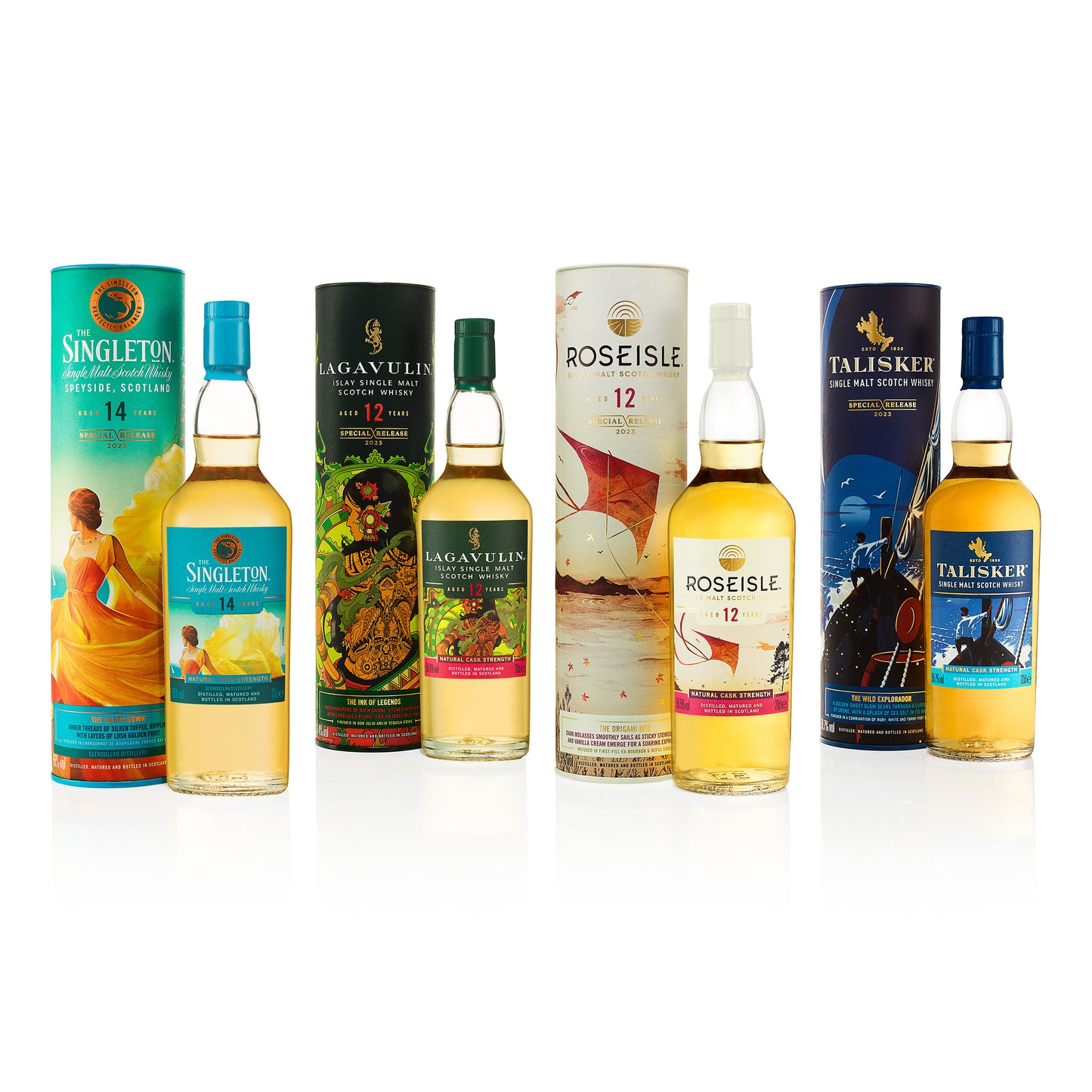 Special Release 2023 - Lagavulin, Talisker, Roseisle and The Singleton, Single Malt Scotch Whisky, 4x20cl